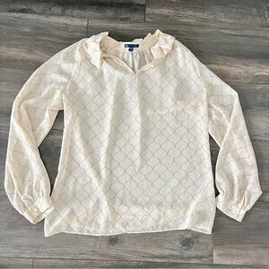 Gap Sheer Cream Ruffle Collar Women's Top